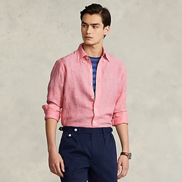 Ralph Lauren Custom Fit Linen Chambray Shirt - Picture 3 of 16